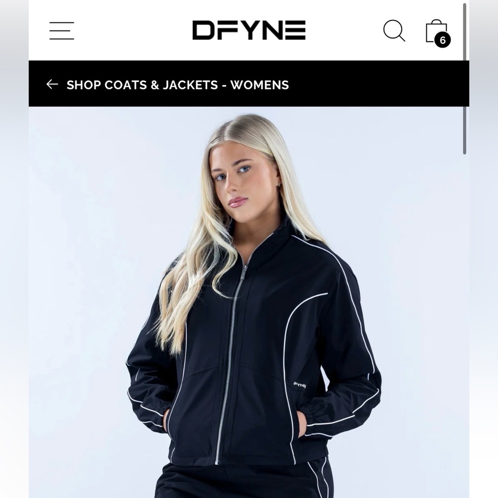 DFYNE Black Athletic Zip-Front Jacket with Contrast Piping